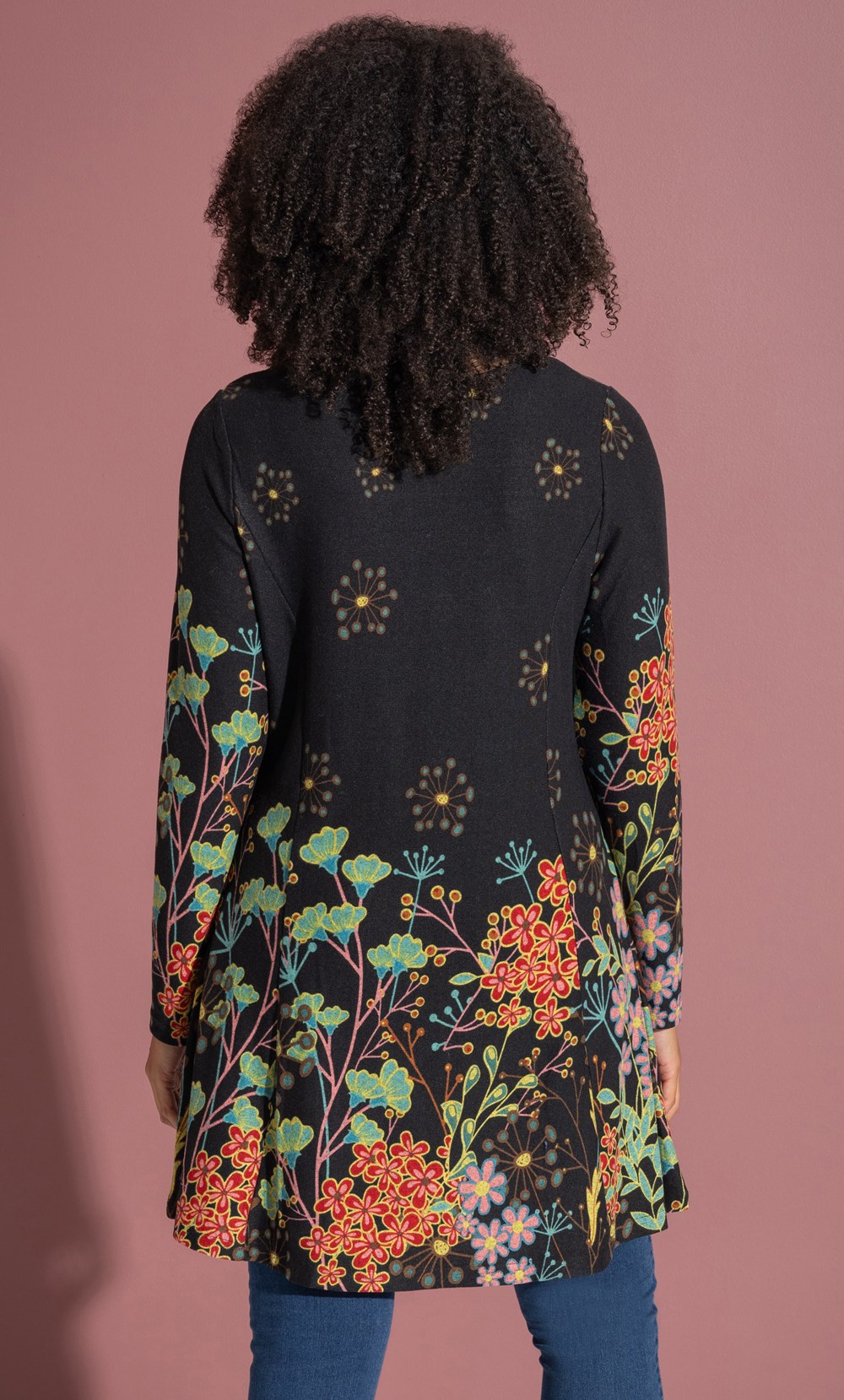 Floral Border Print  Knitted Tunic