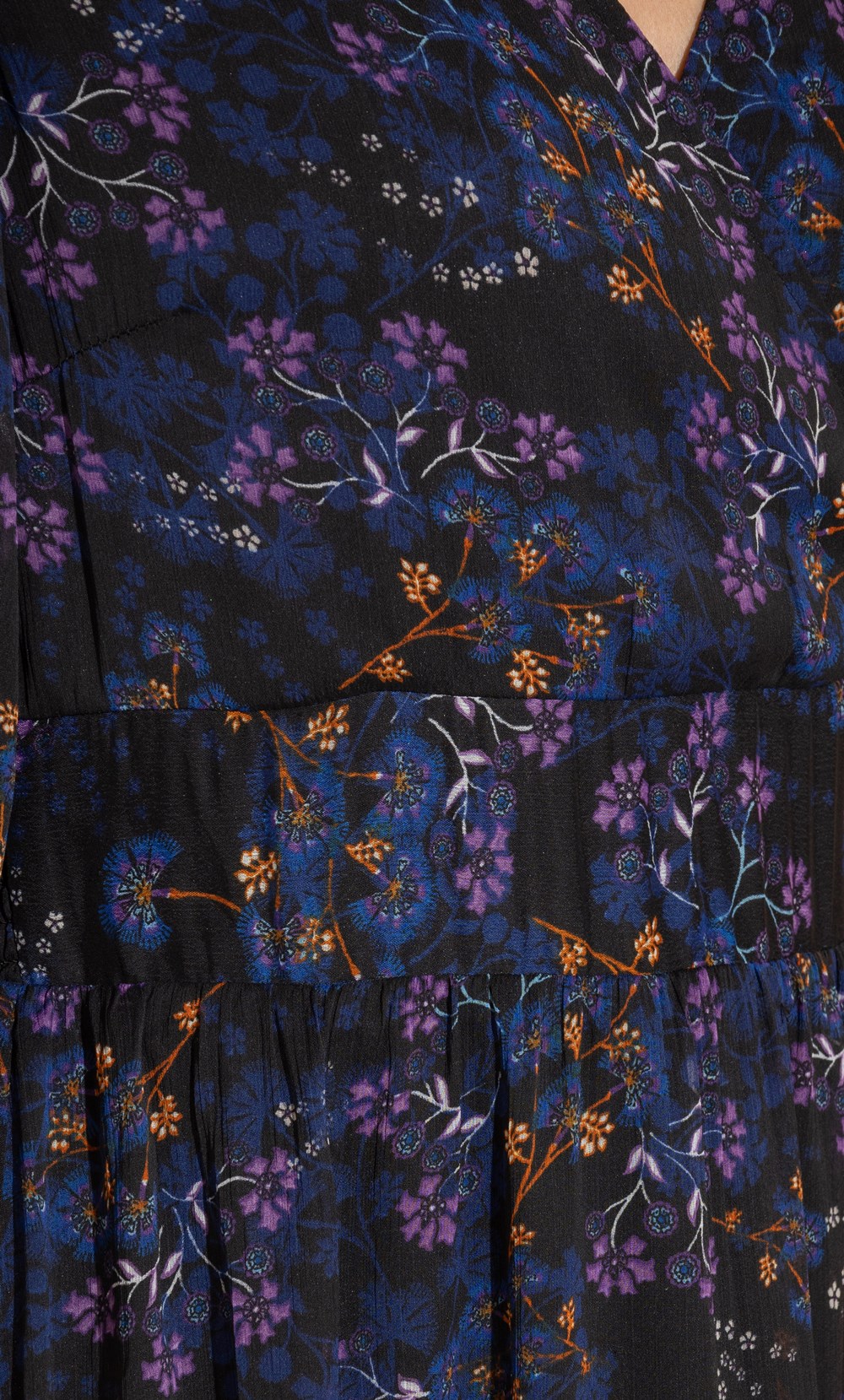 Floral Print Chiffon Midi Dress in Black | Klass