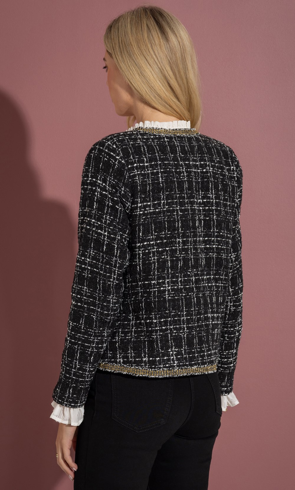 Boucle Tweed Fringe Trim Jacket