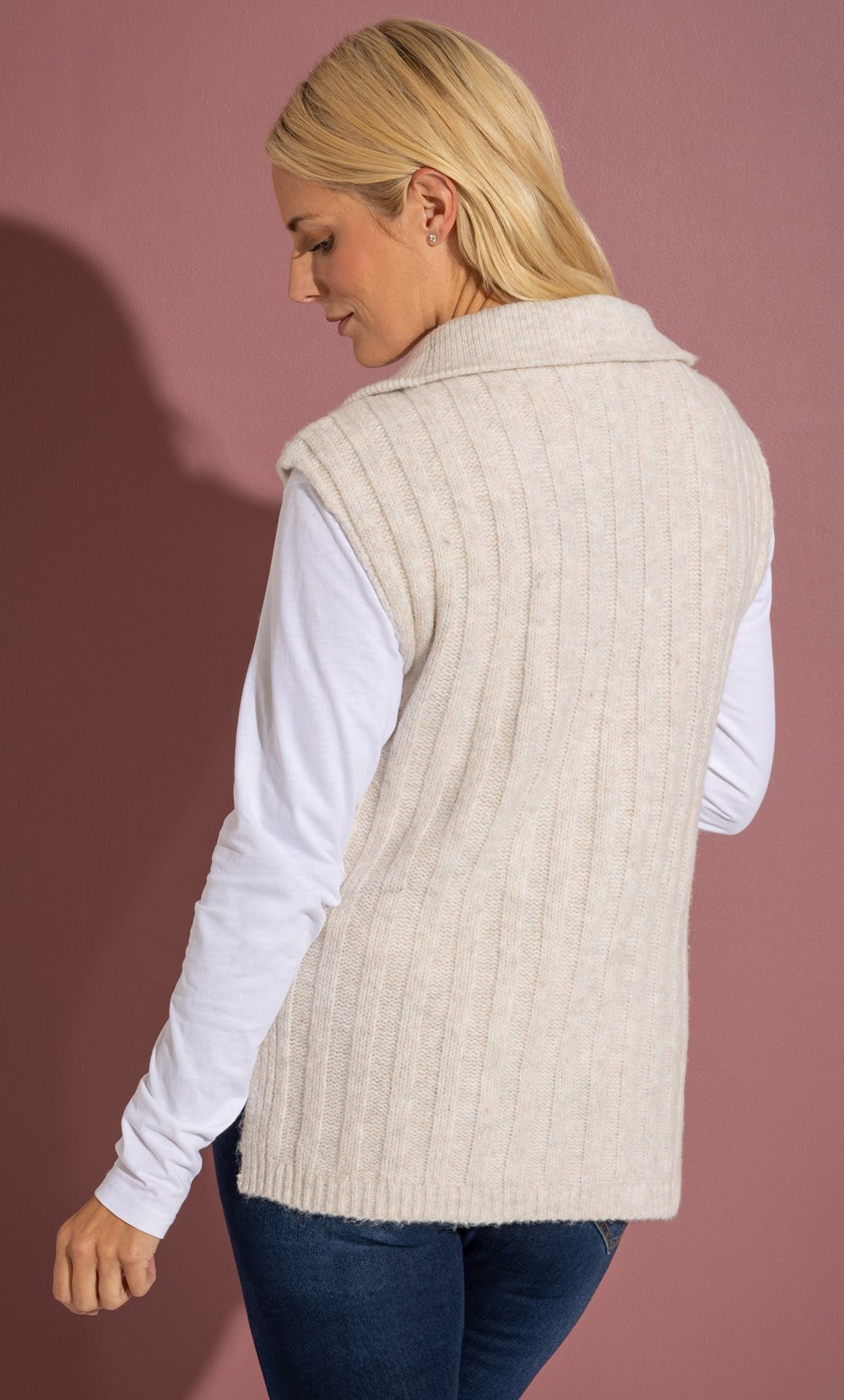 Relaxed Fit Knitted Zip Vest