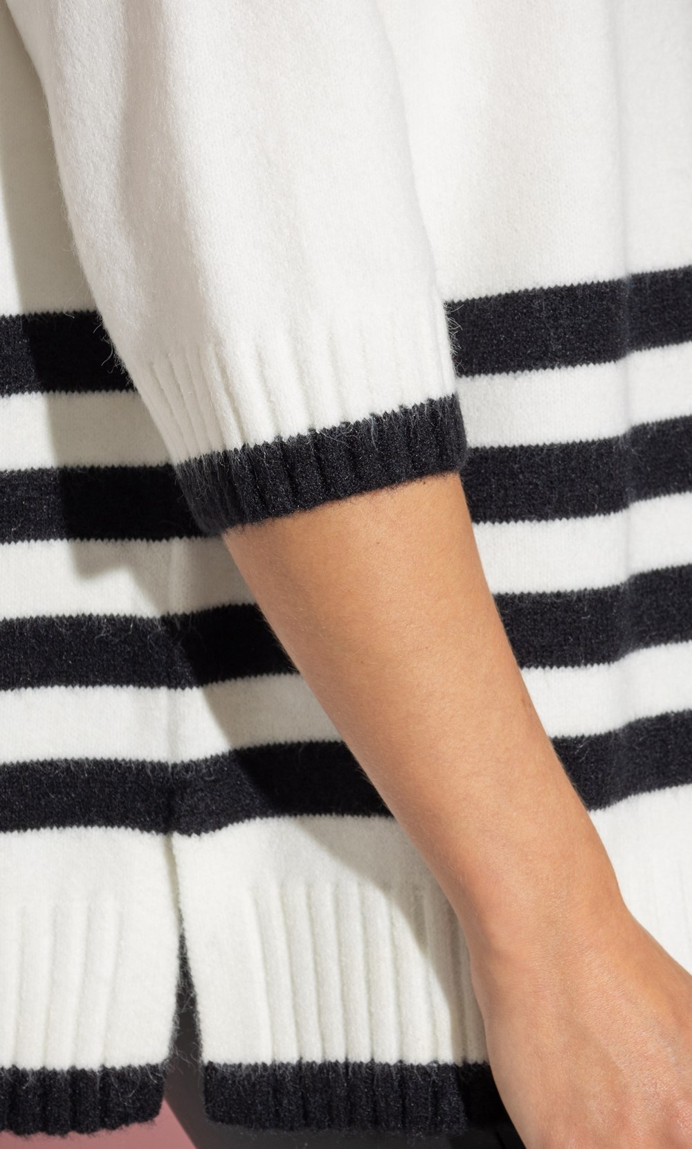 Cowl Neck Striped Knit Top