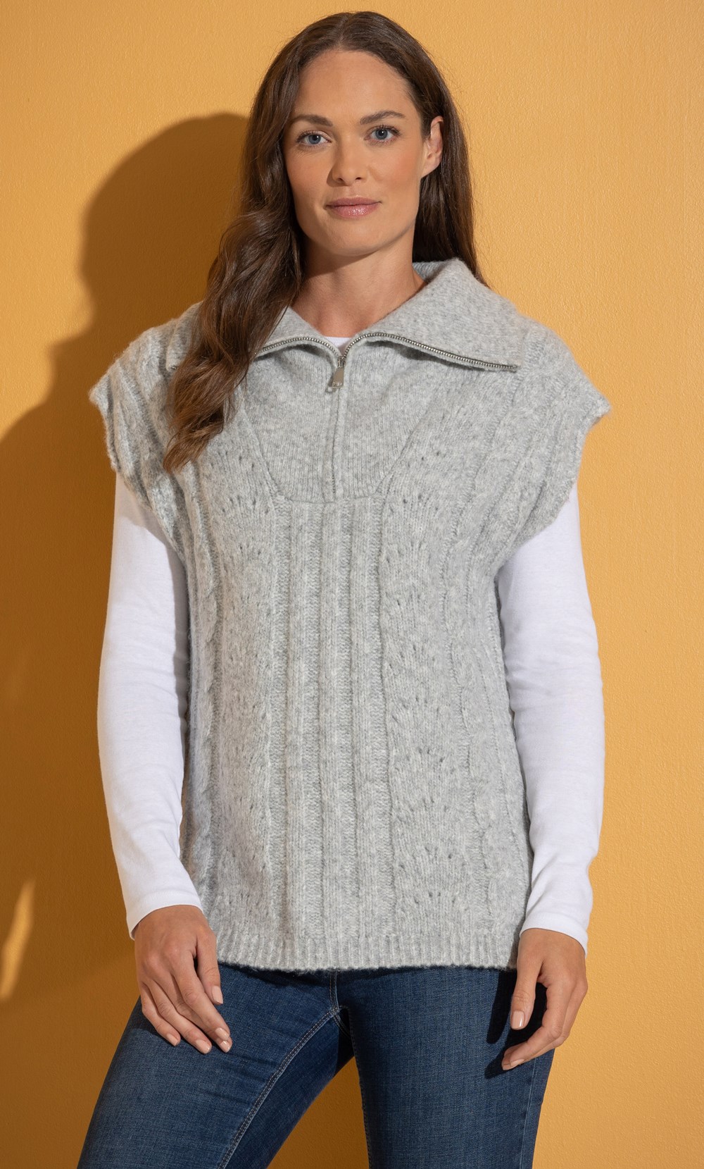 Brands - Klass Relaxed Fit Knitted Zip Vest Grey Women’s