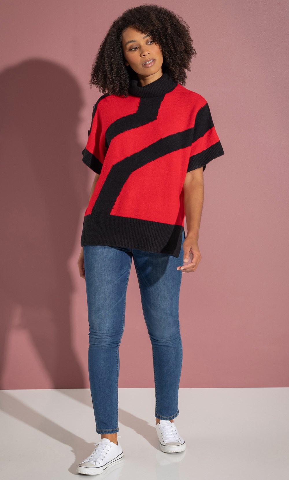 Short Sleeve Colour Block Knitted Top