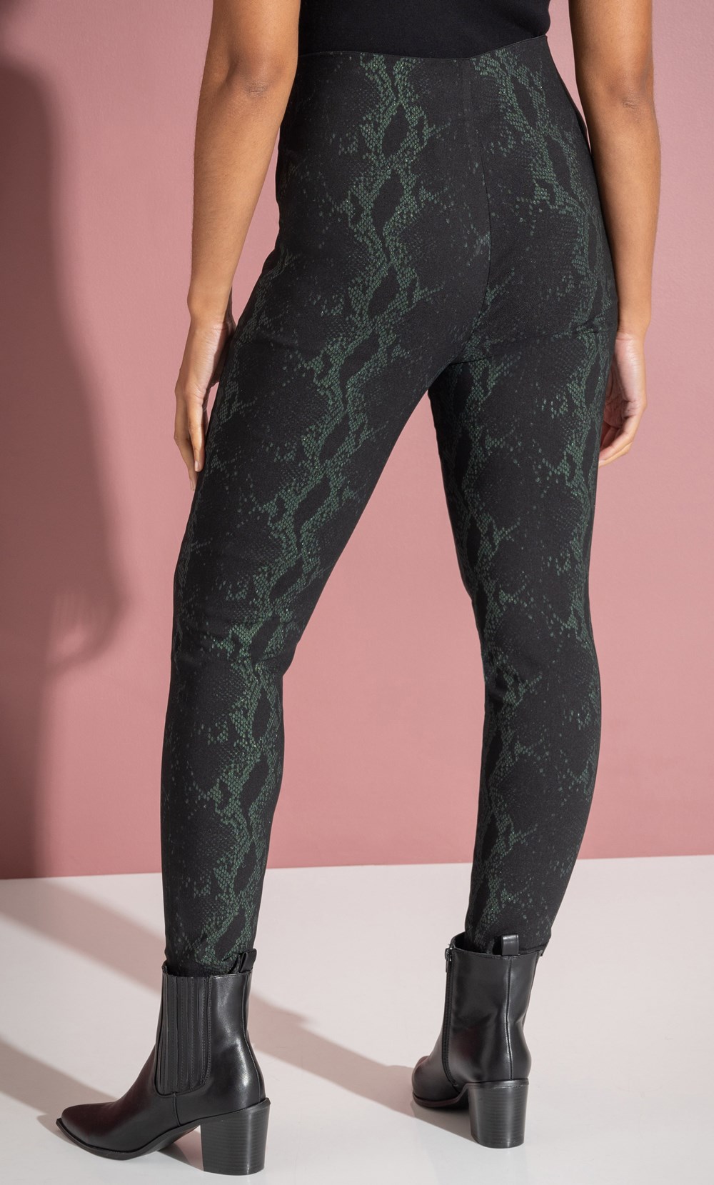 Snake Print Slim Leg Stretch Trousers