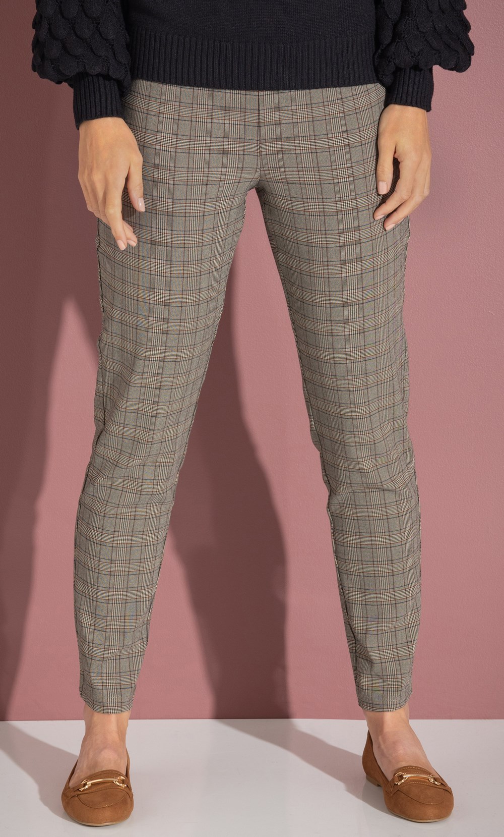 Check Slim Leg Stretch Trousers