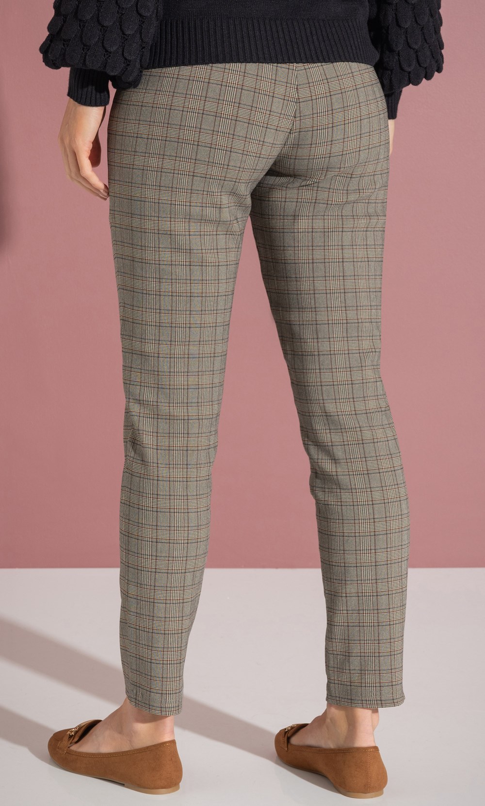 Check Slim Leg Stretch Trousers