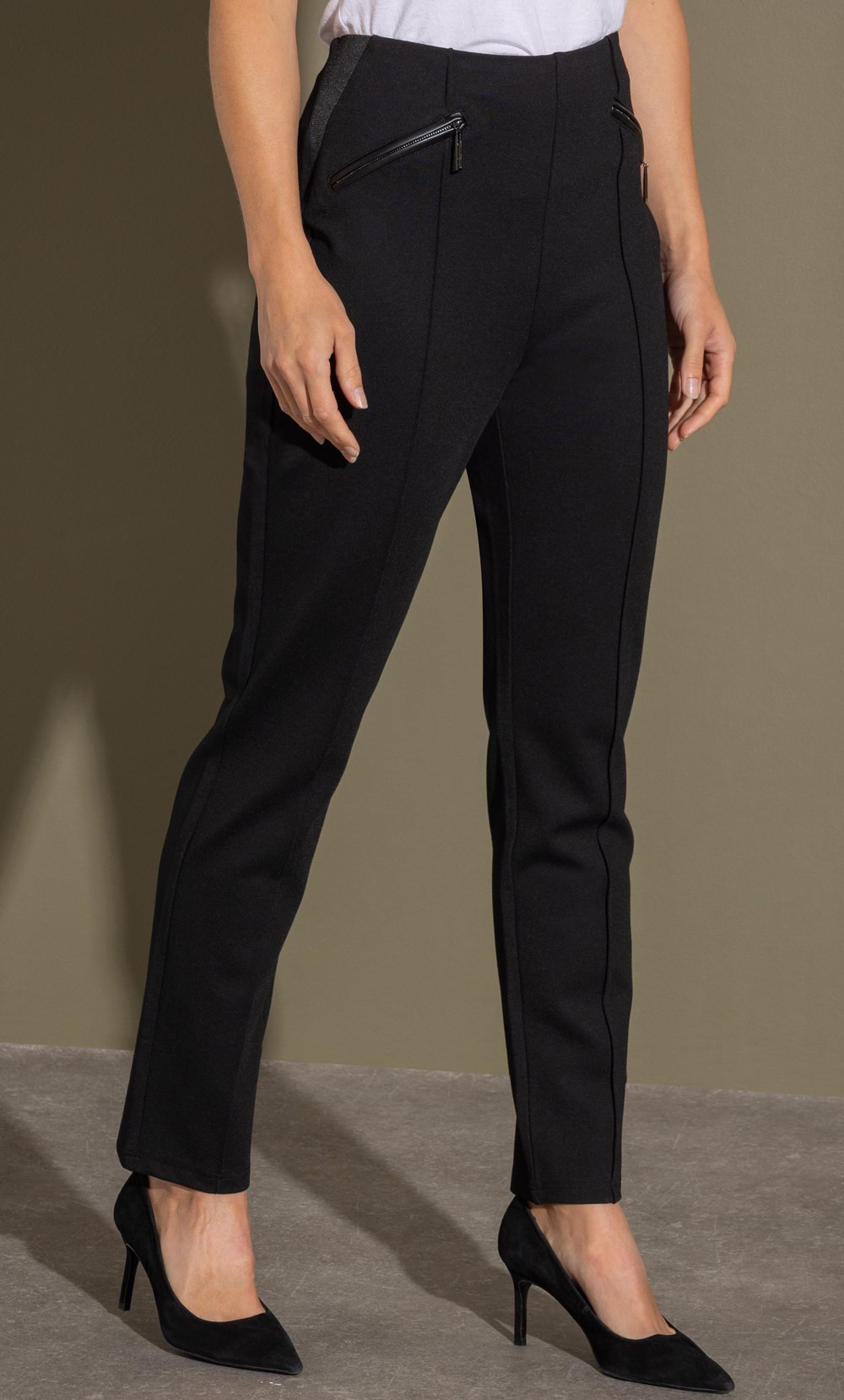 Straight Leg Ponte Pull On Trousers