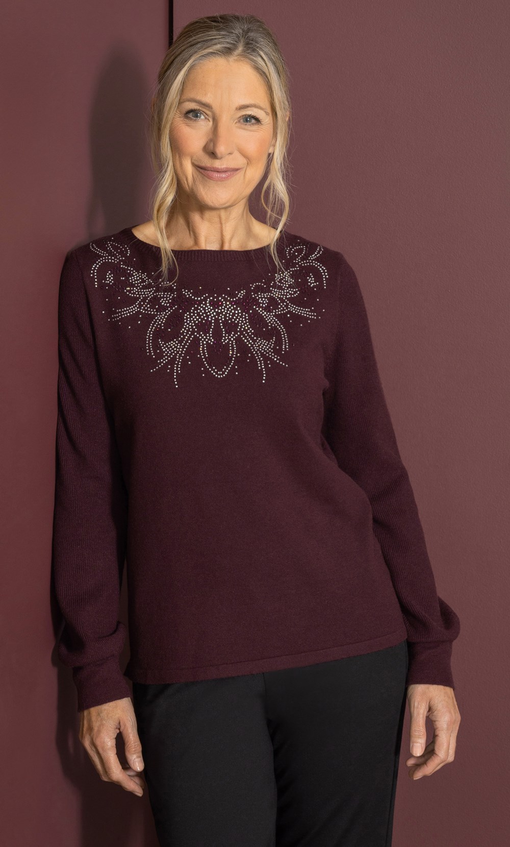 Anna Rose Embellished Knit Top