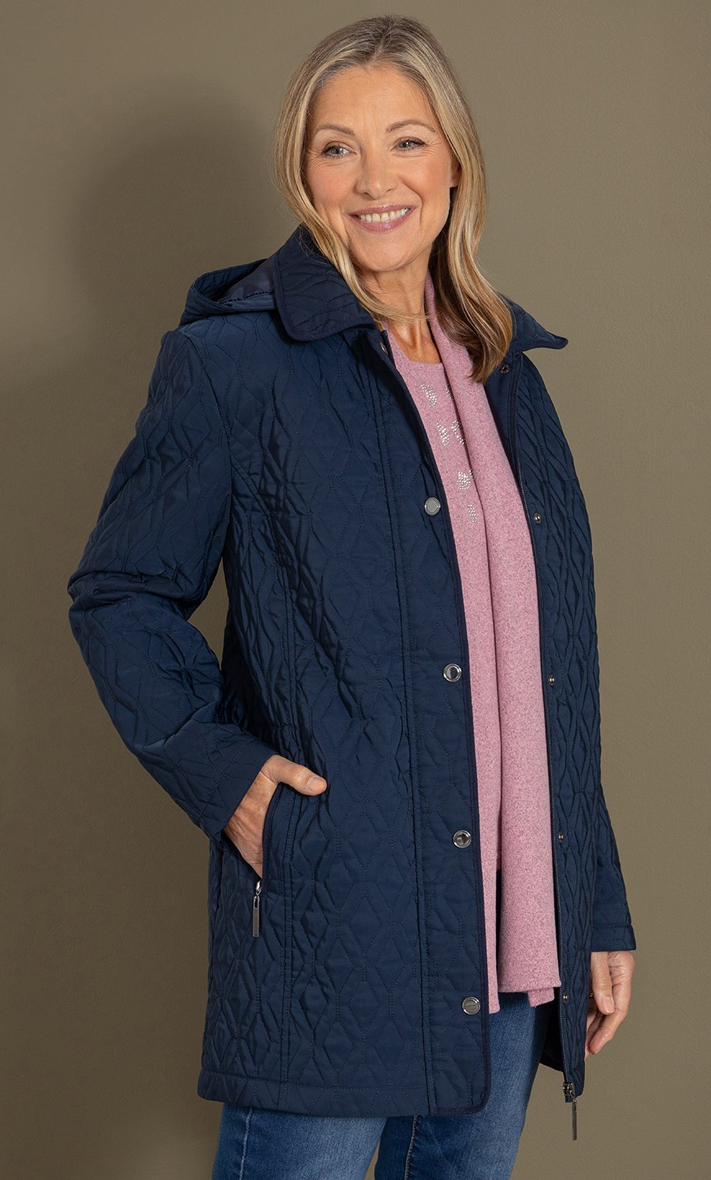 Brands - Anna Rose Anna Rose Hooded Quilted Coat Midnight Women’s