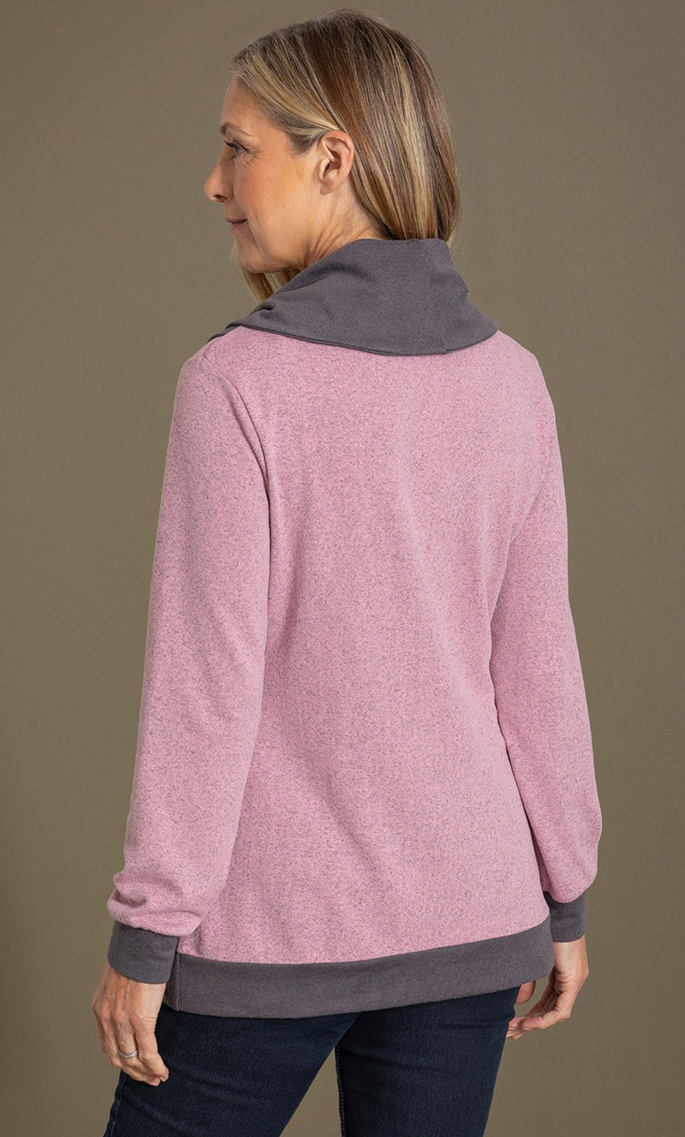 Anna Rose Cowl Neck Knit Top In Pink Klass 0843