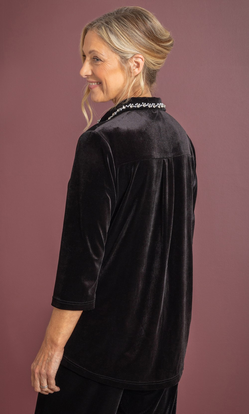 Anna Rose Embellished Velour Shirt