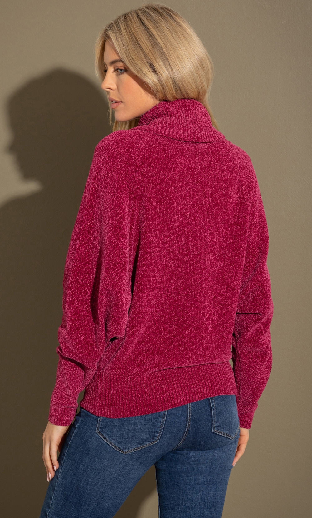 Cowl Neck Batwing Sleeve Chenille Jumper