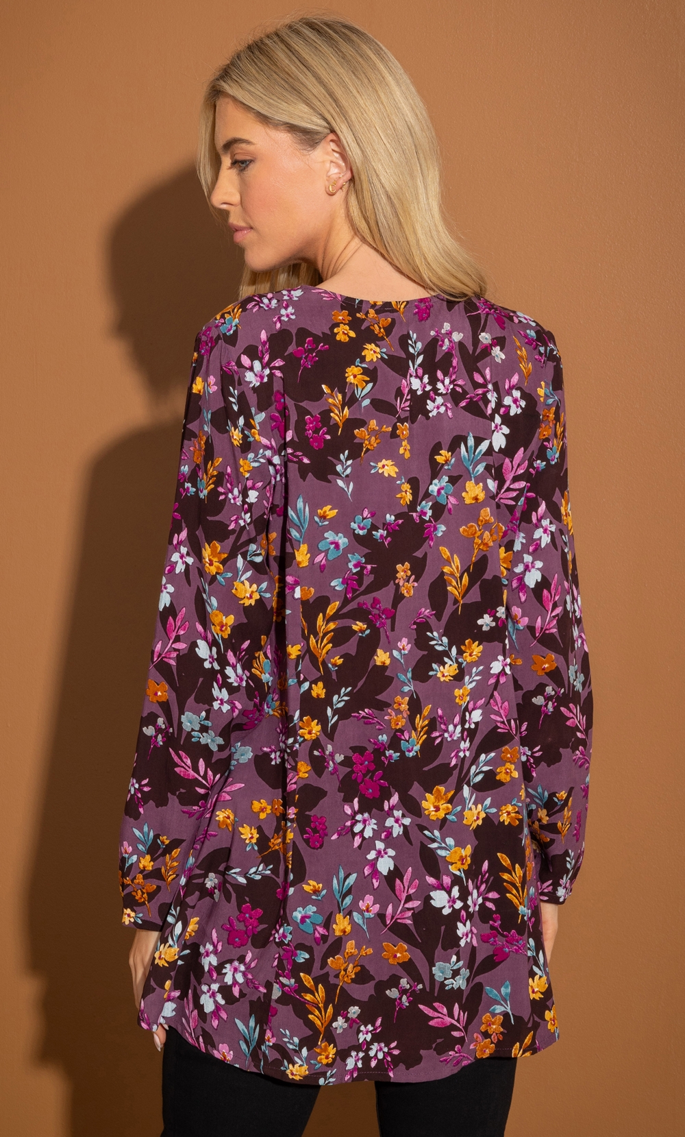 Garden Print Zip Tunic Top