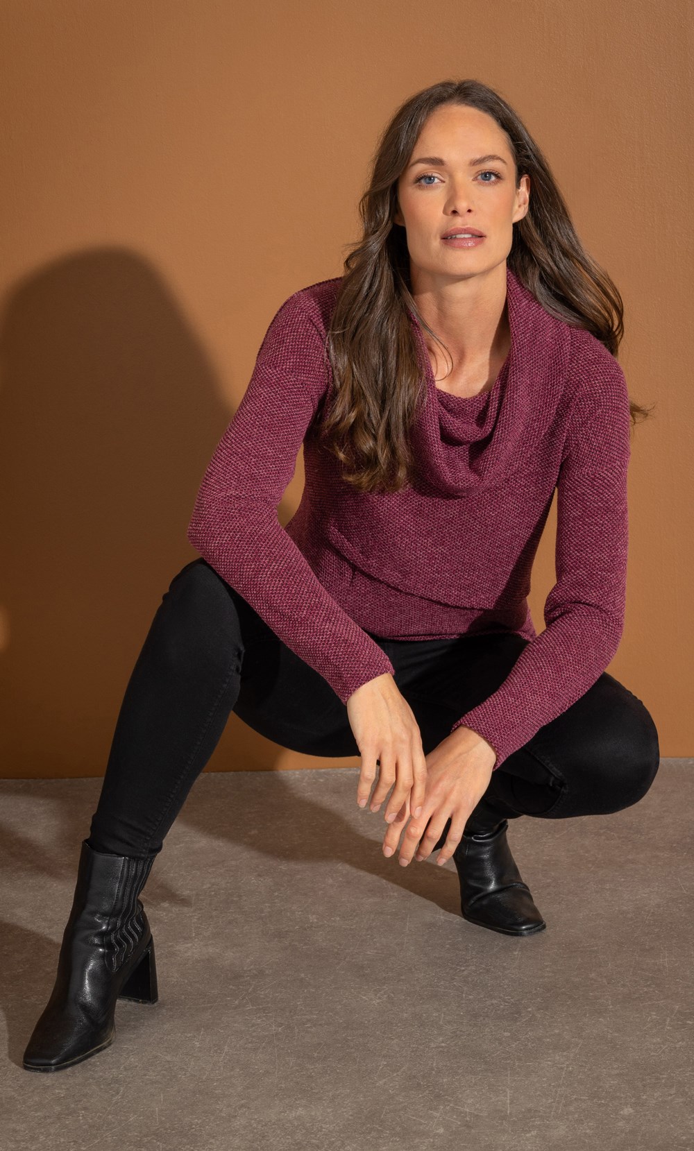 Cowl Neck Knitted Tunic Top