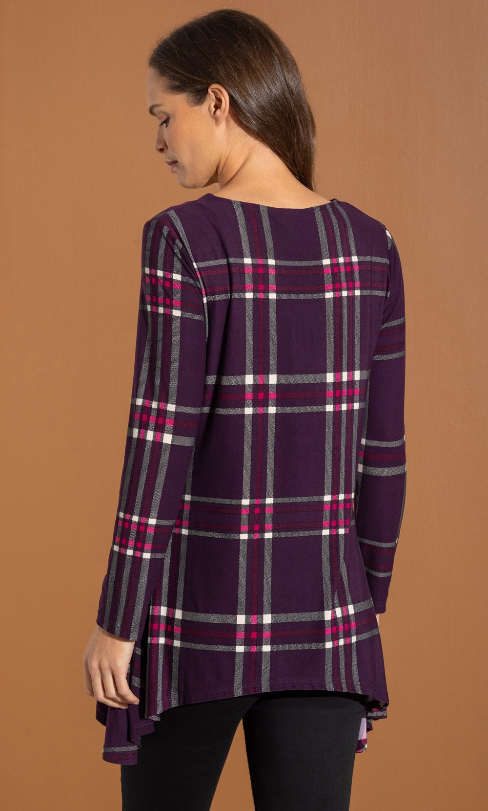 Checked Hanky Hem Jersey Top