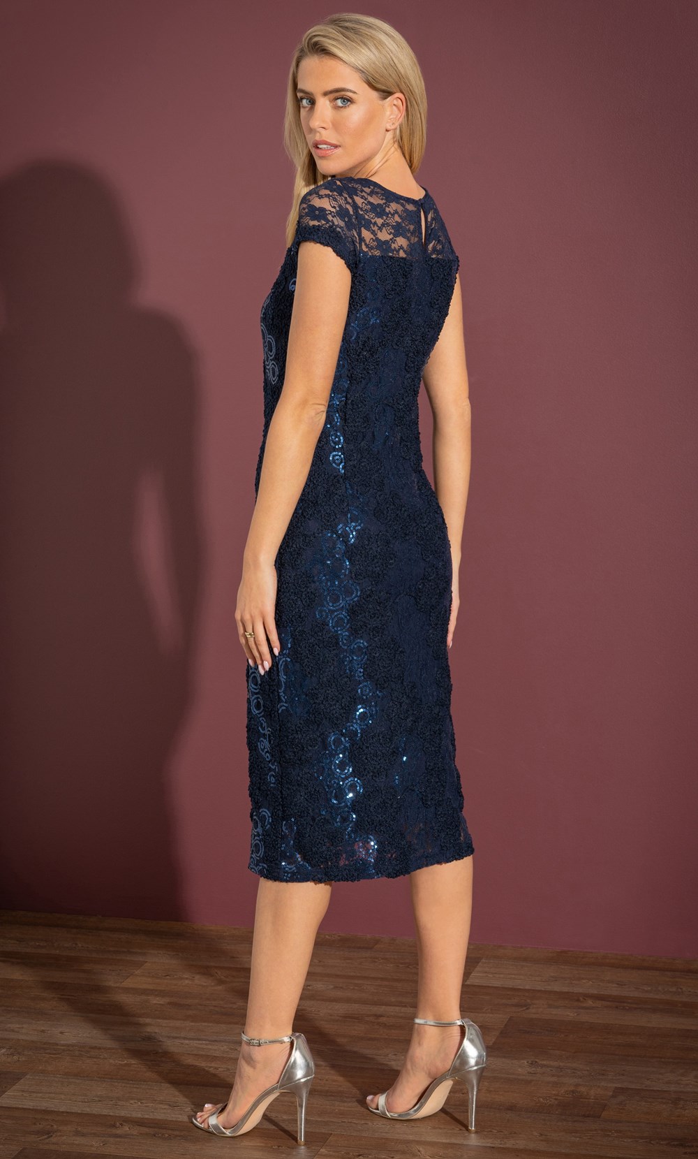 Fitted Textured Shimmer Lace Dress