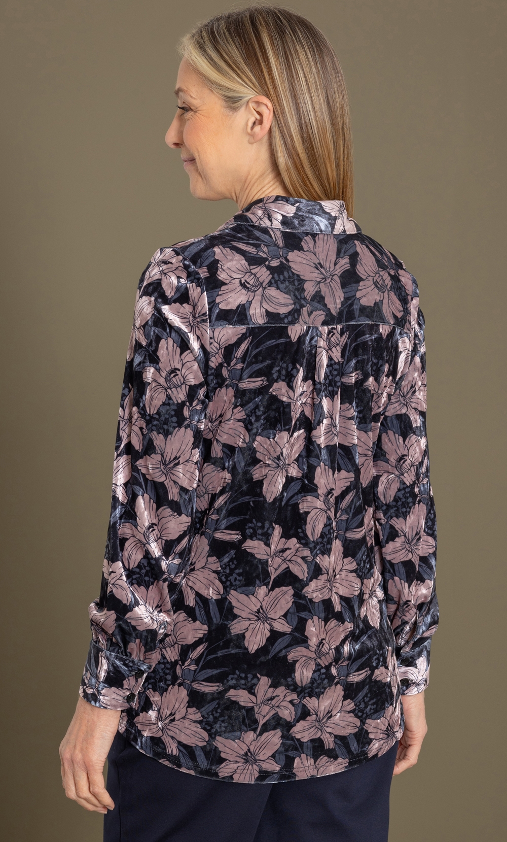 Anna Rose Floral Velour Blouse