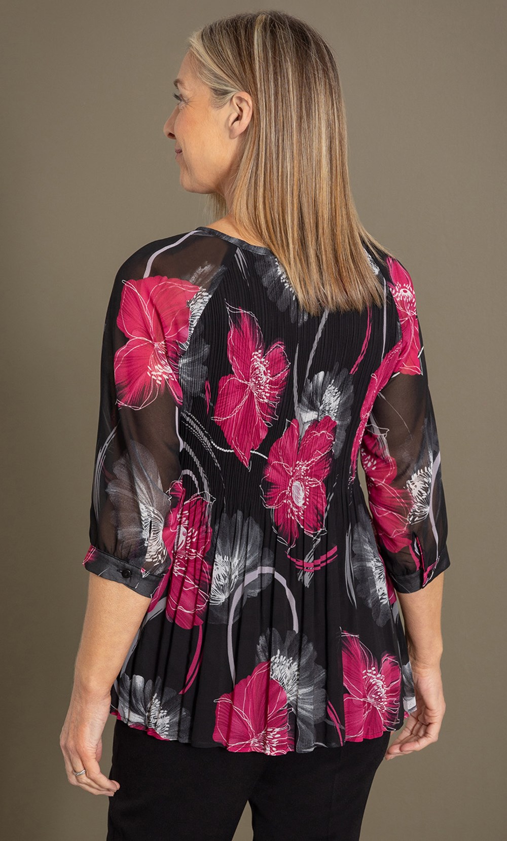 Anna Rose Floral Print Pleat Top