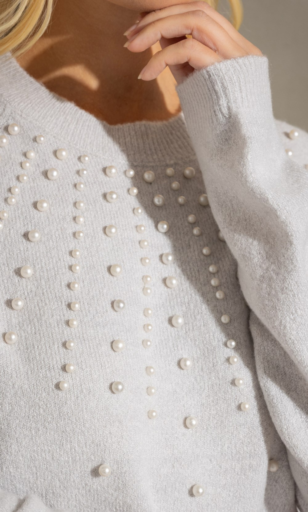 Faux Pearl Embellished Jumper