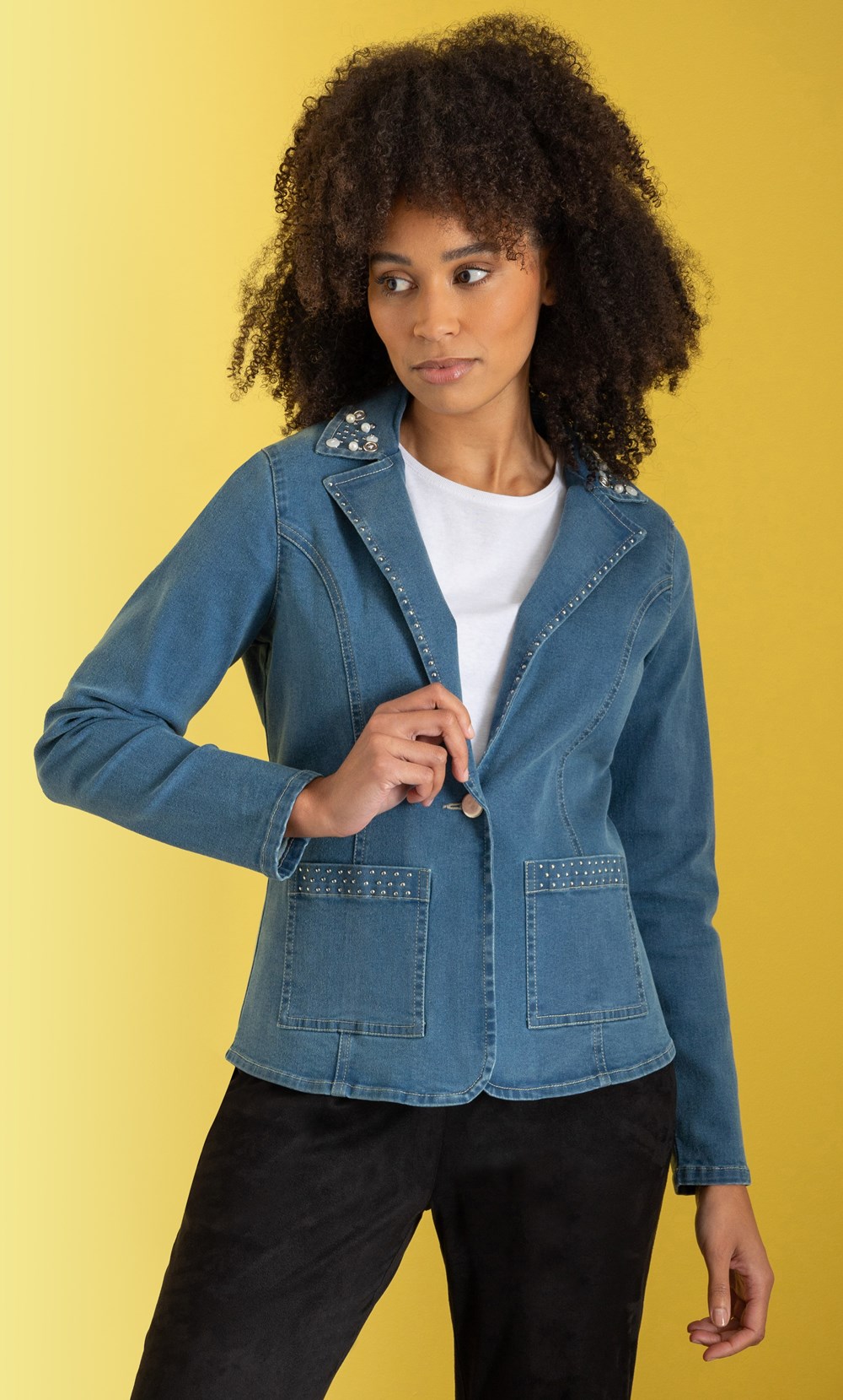 Brands - Klass Embellished Denim Jacket Blue Women’s