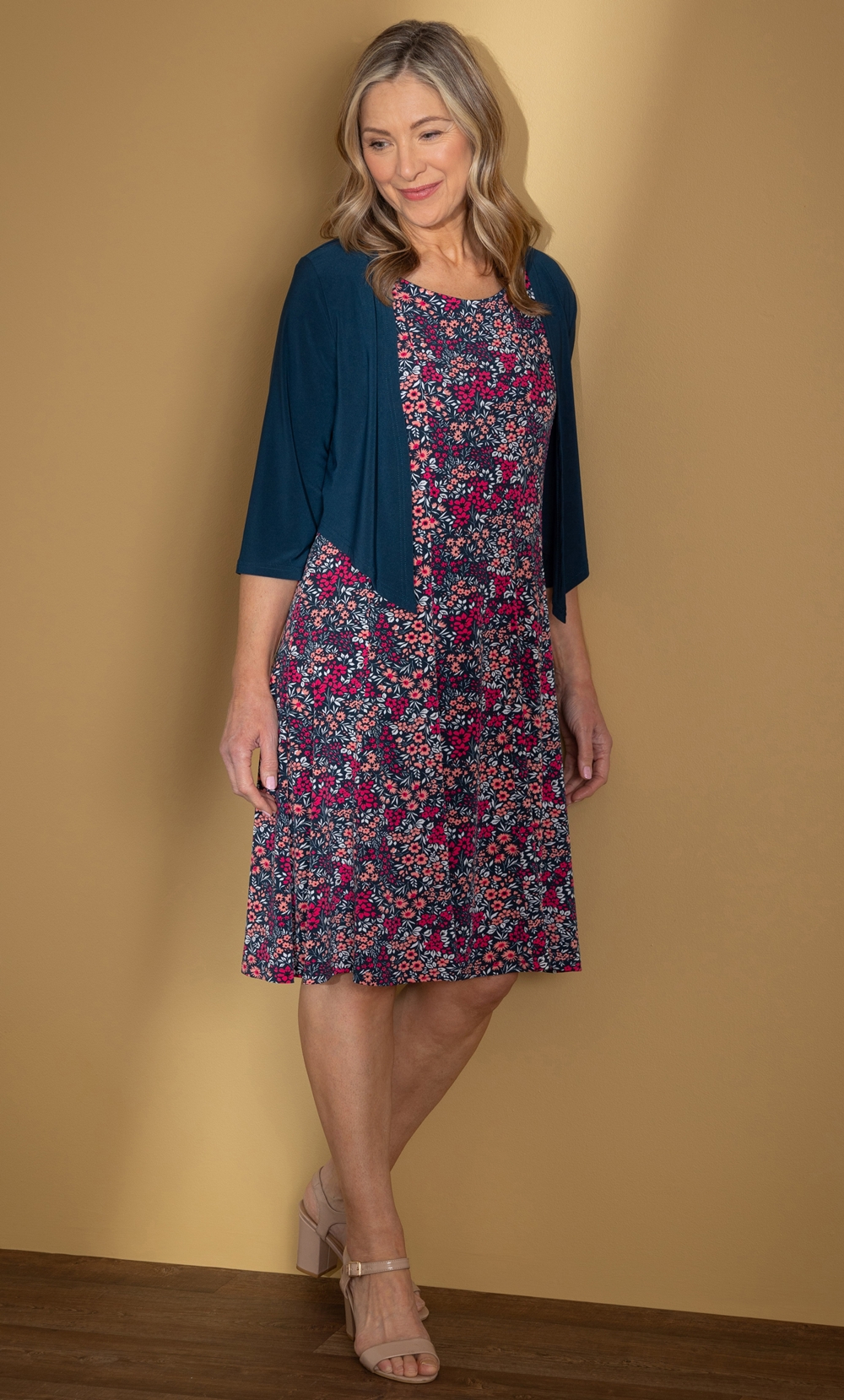 Anna Rose Garden Print Dress With Cover Up