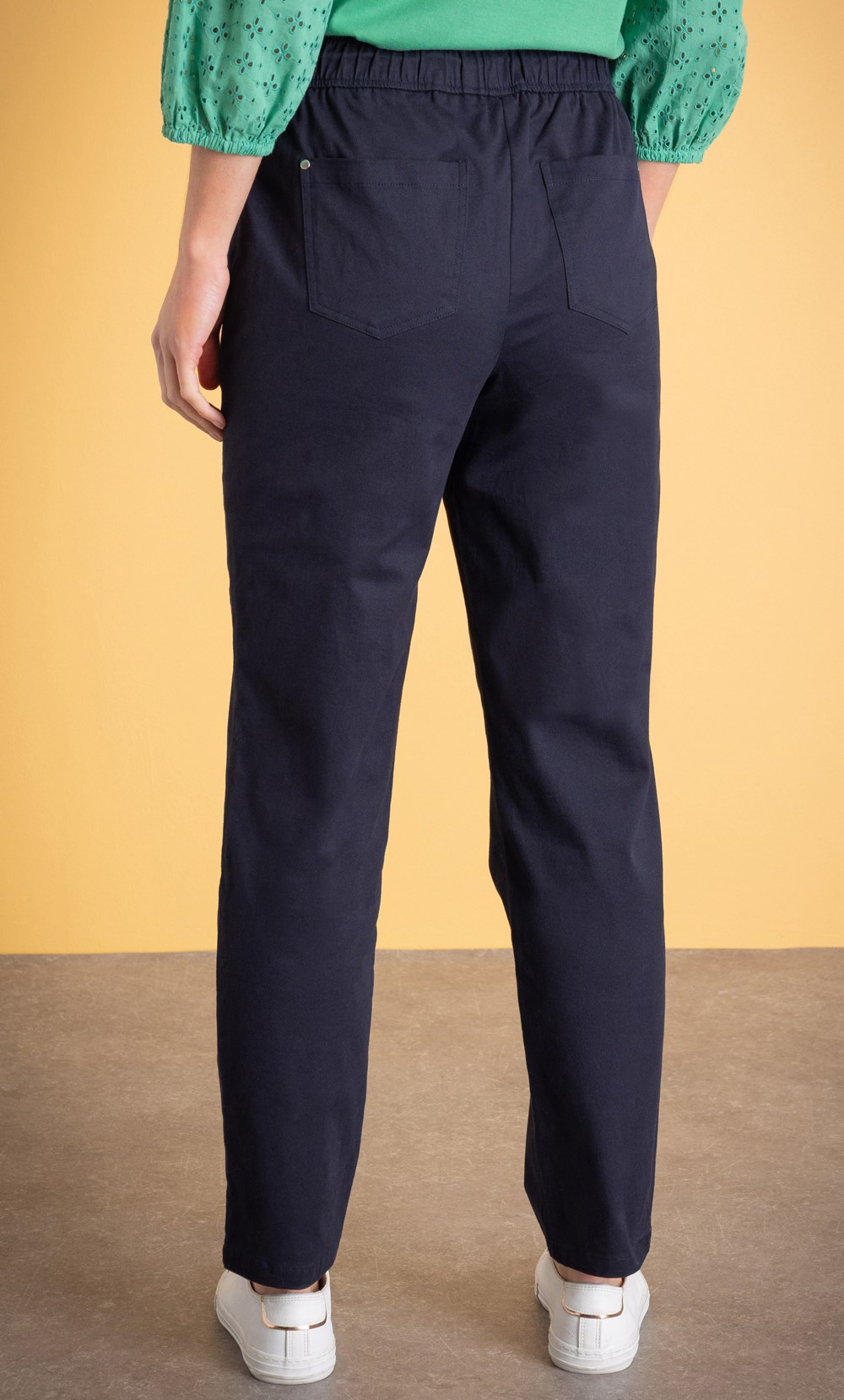 Pull On Cotton Stretch Slim Leg Trousers