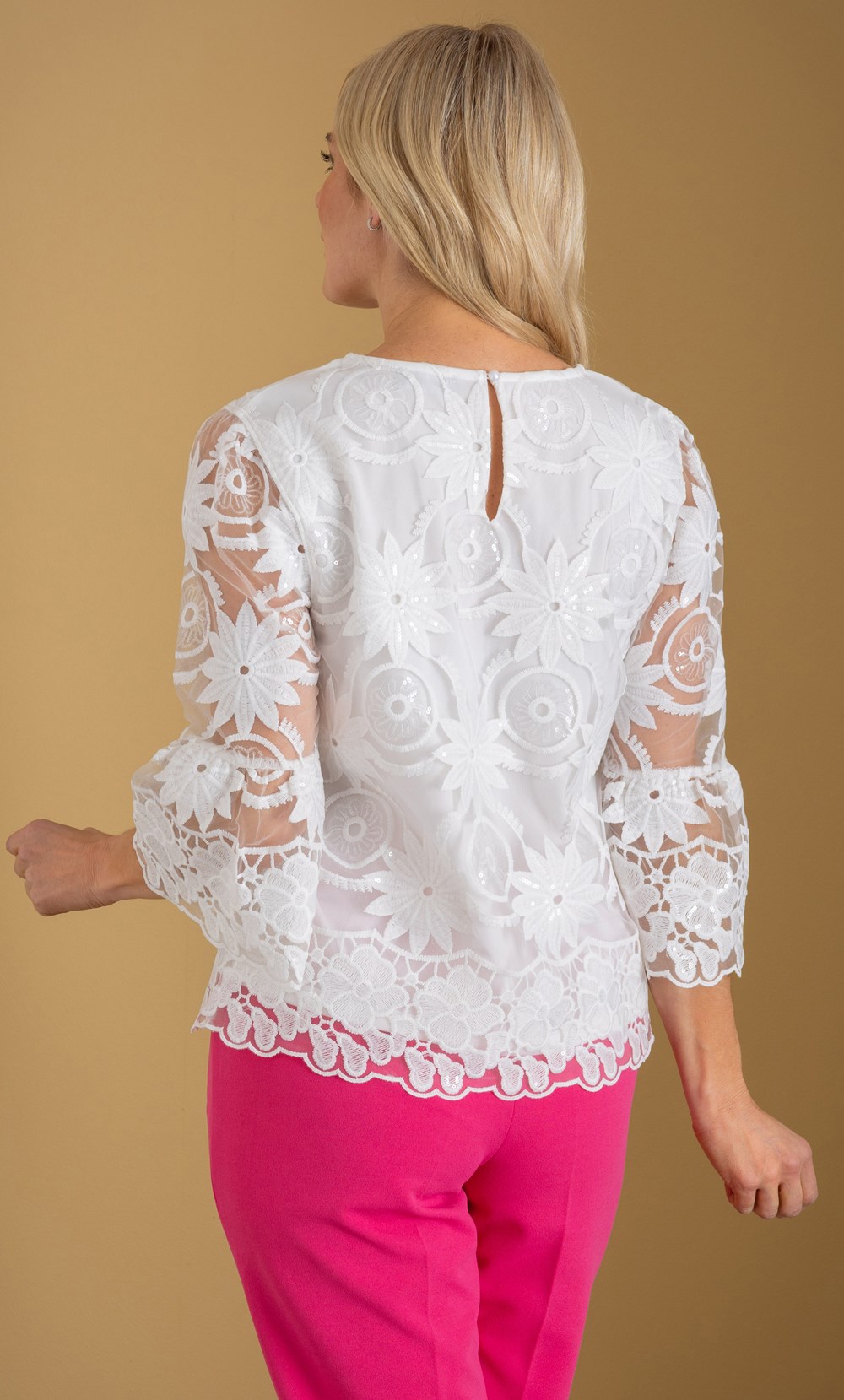 Floral Embroidered Sequin Mesh Top