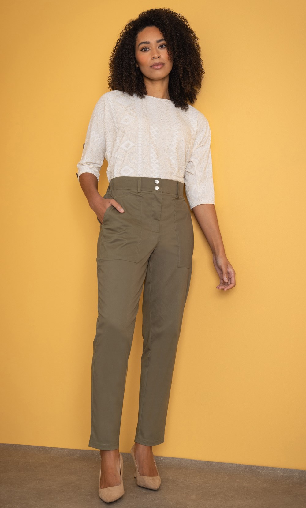 Brands - Klass Cotton Blend Slim Leg Trousers Moss Women’s
