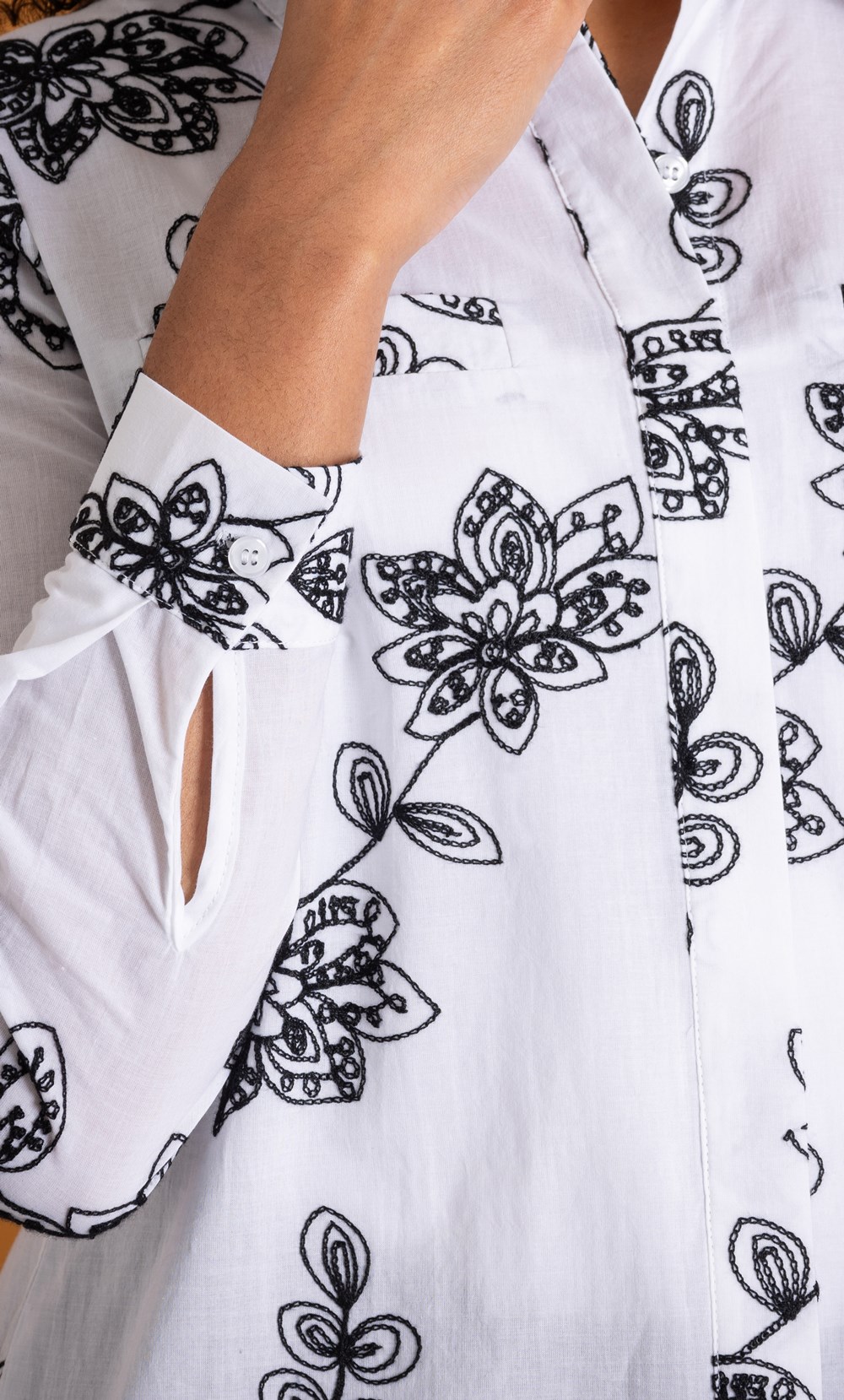Floral Embroidered Cotton Blouse