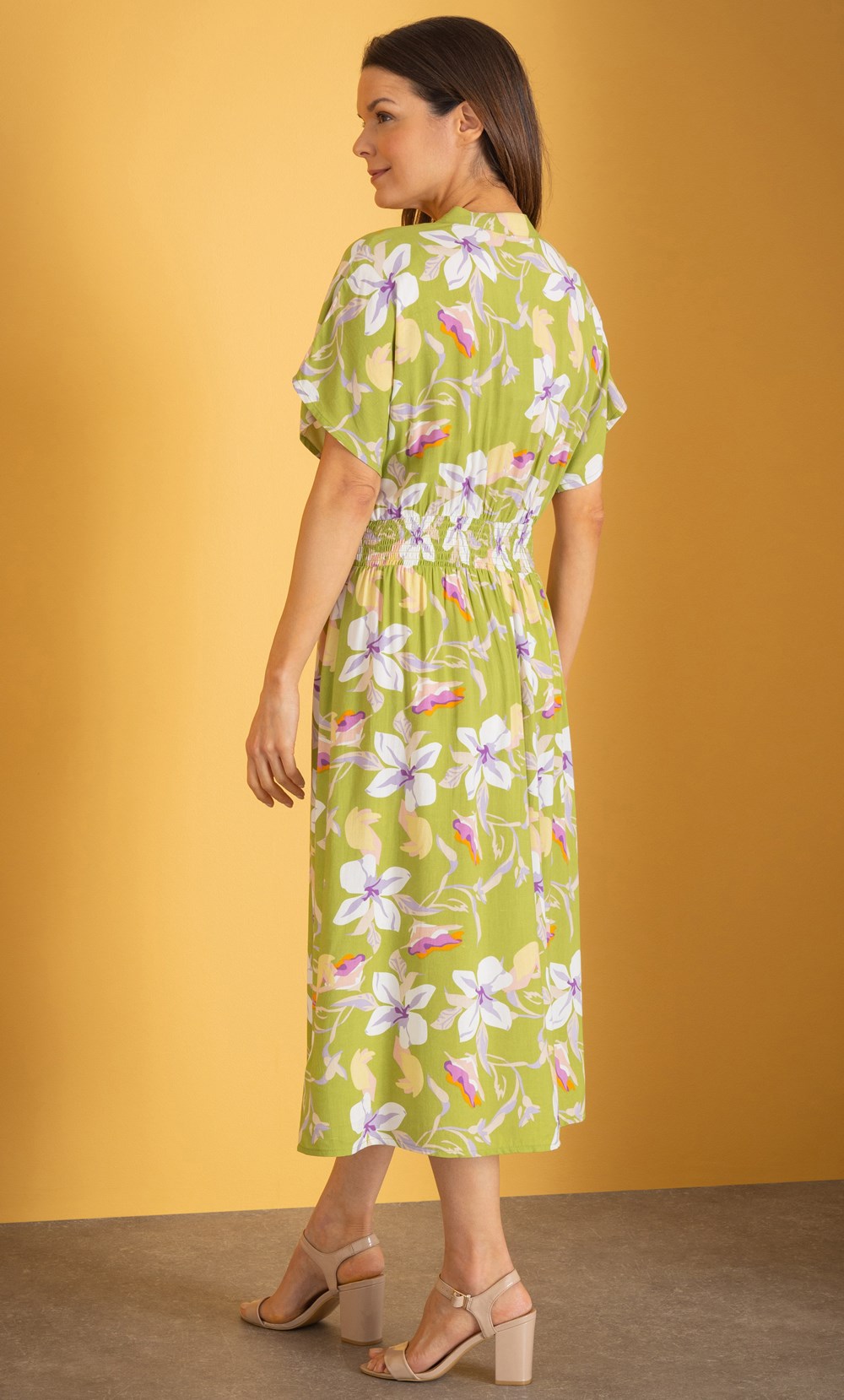 Garden Print Midi Shirt Dress