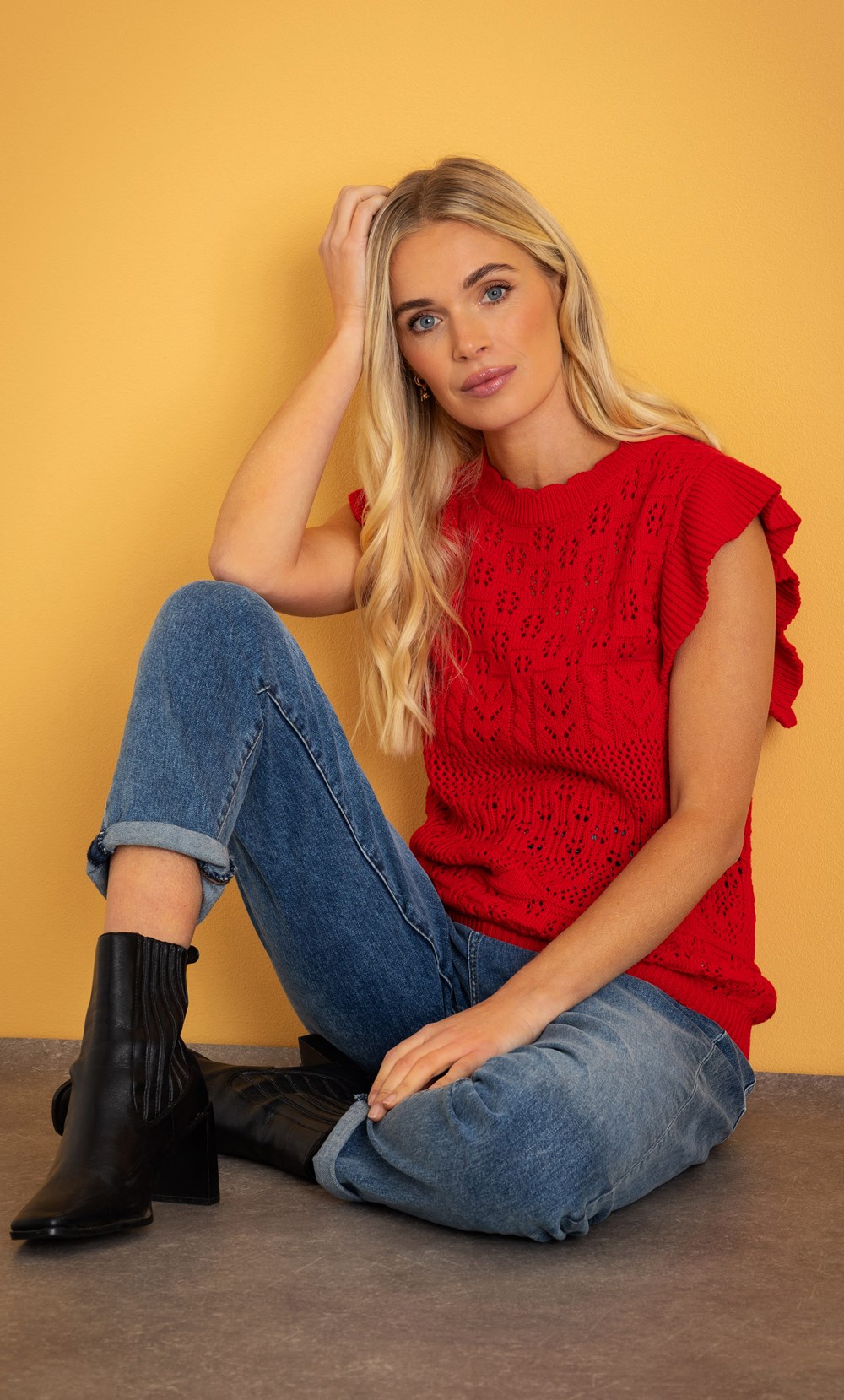 Brands - Klass Knitted Cotton Tank Top Red Women’s