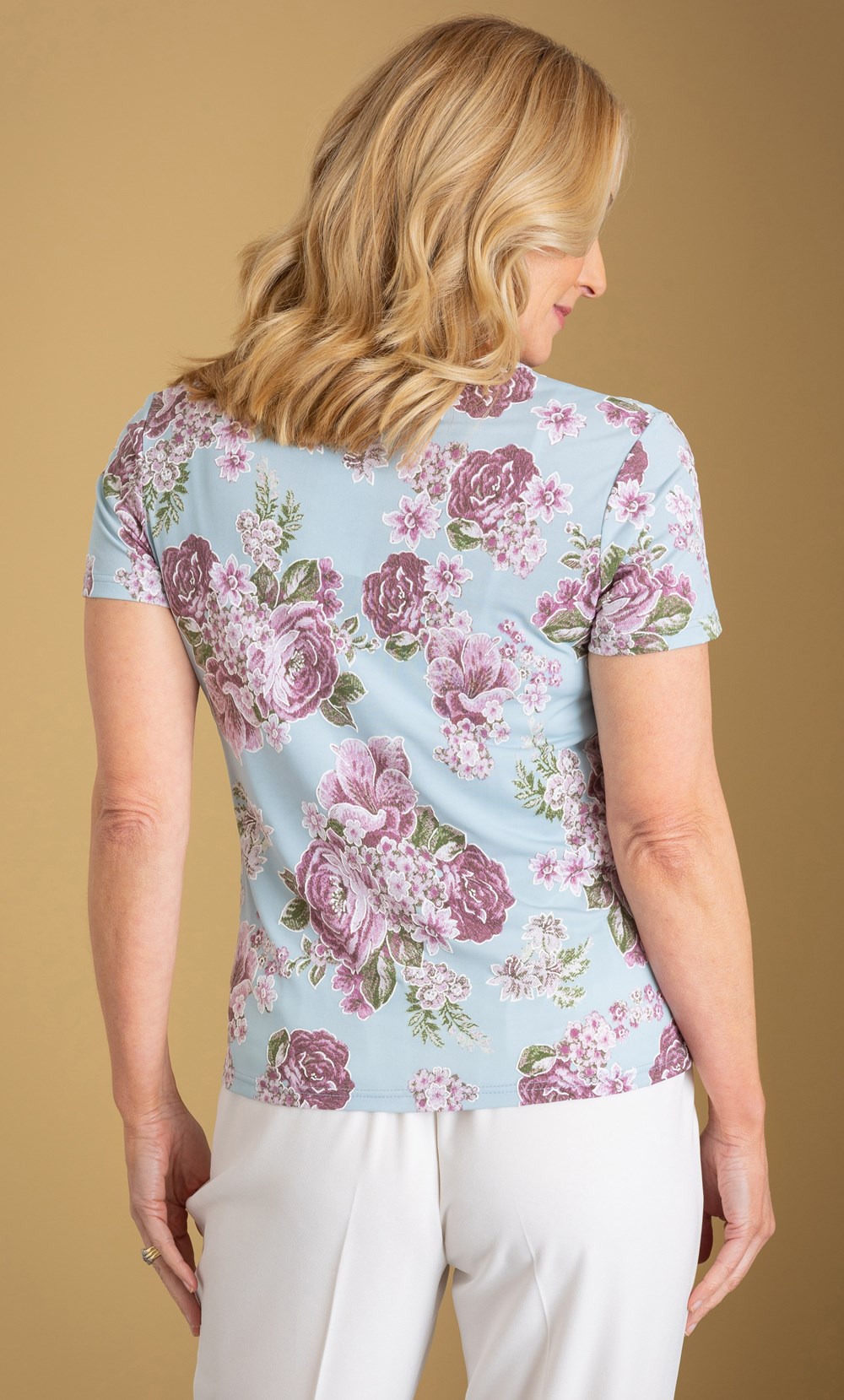 Anna Rose Textured Printed Jersey Top