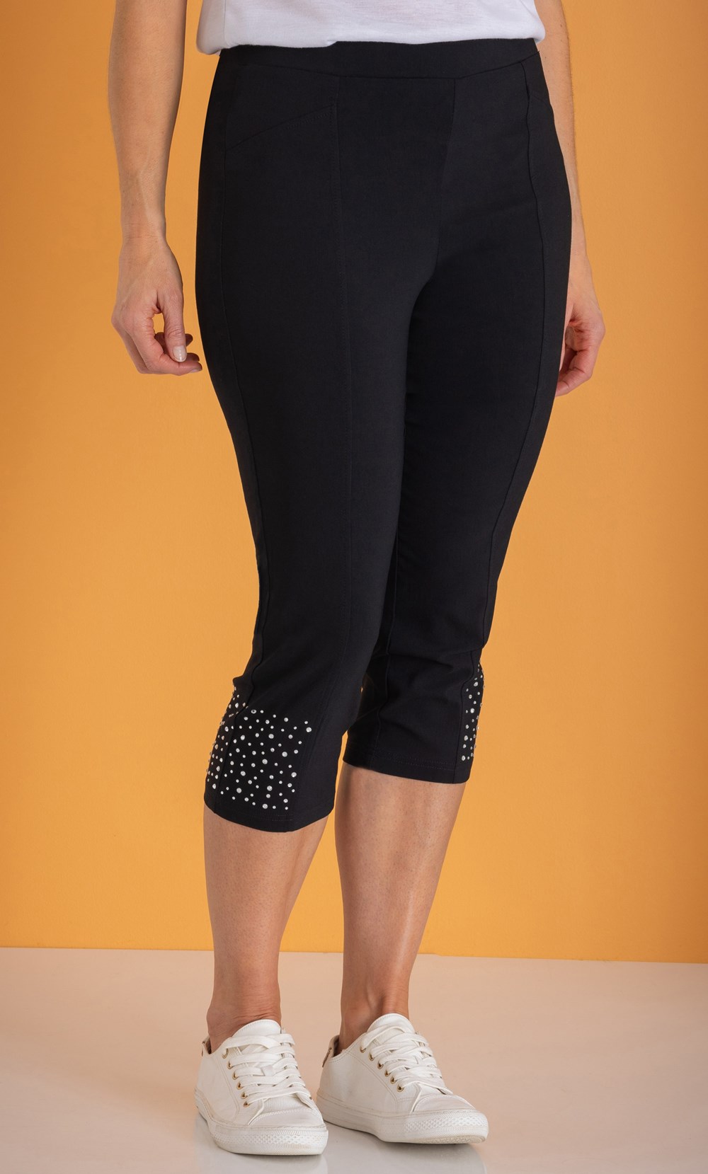 Embellished Pull On Cropped Trousers