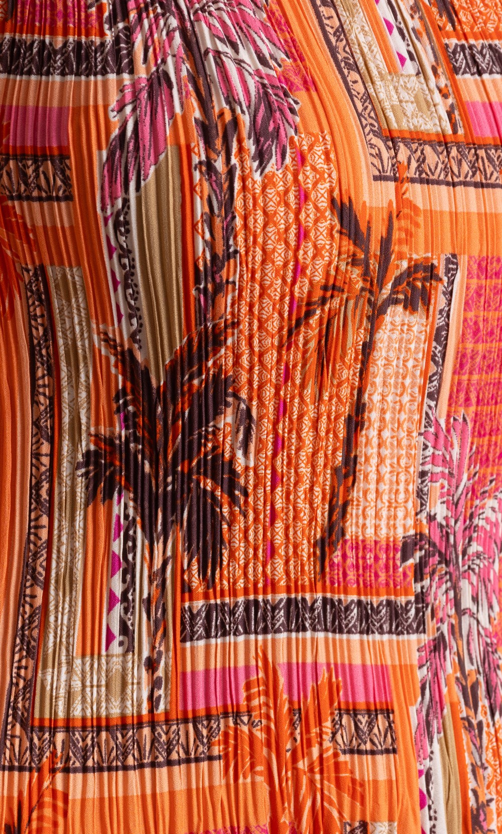 Palm Tree Print Pleated Dress