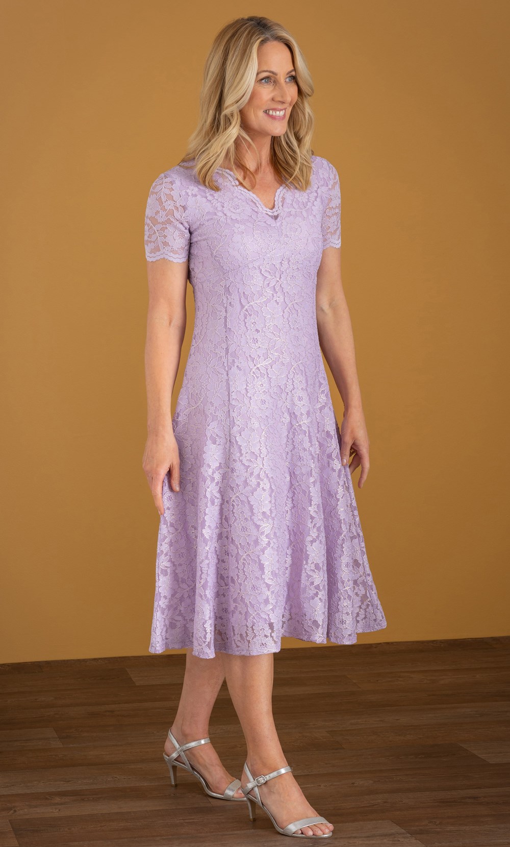 Anna Rose Shimmer Lace Dress