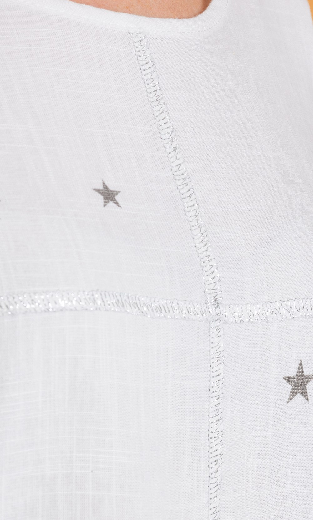Star Printed Linen Blend Top