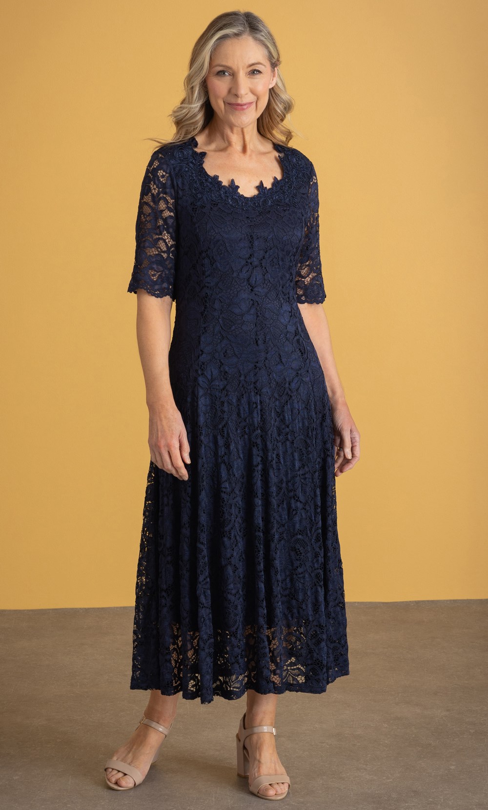 Anna Rose Embellished Lace Midi Dress