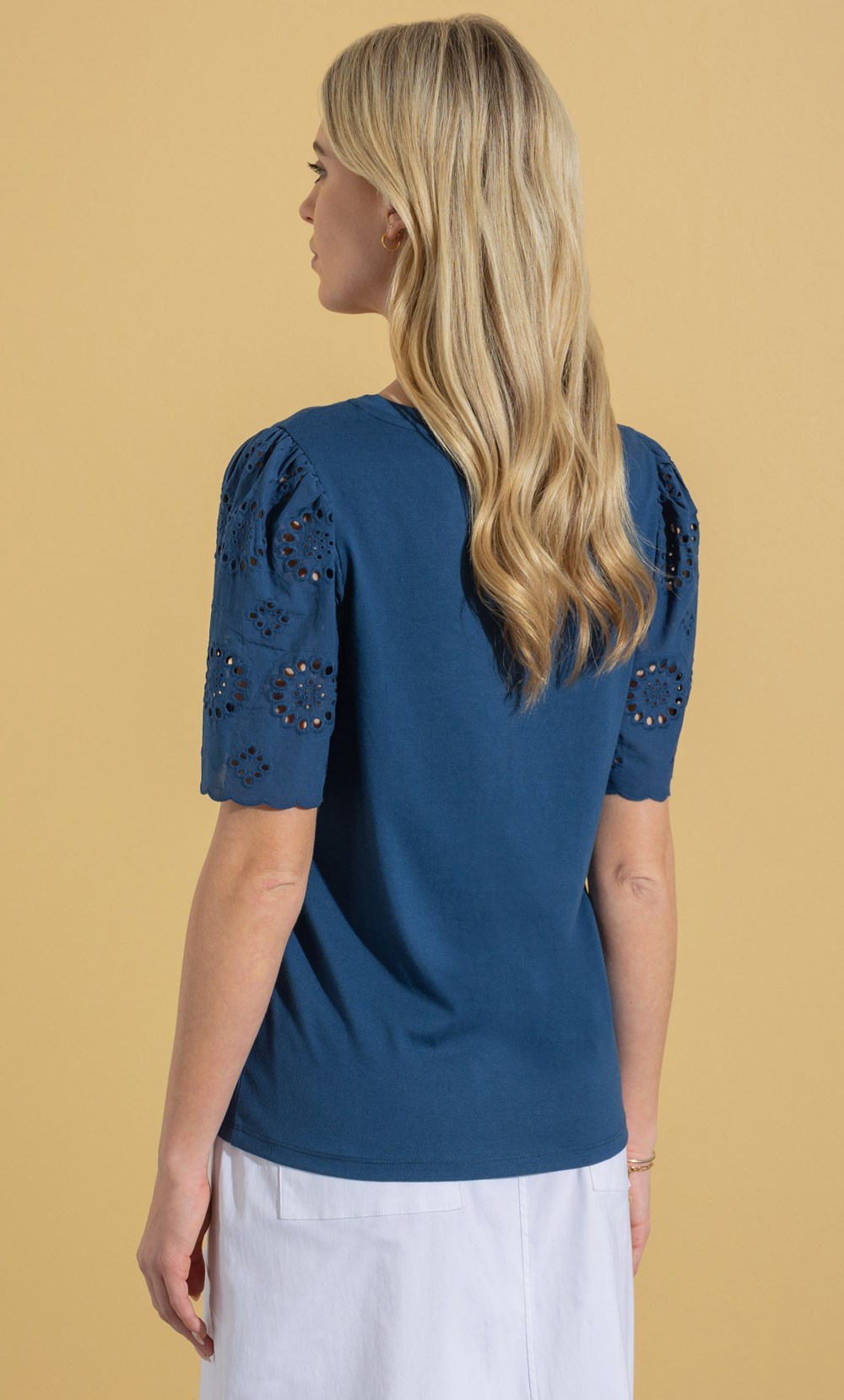 Embroidered Cotton Sleeve Jersey Top