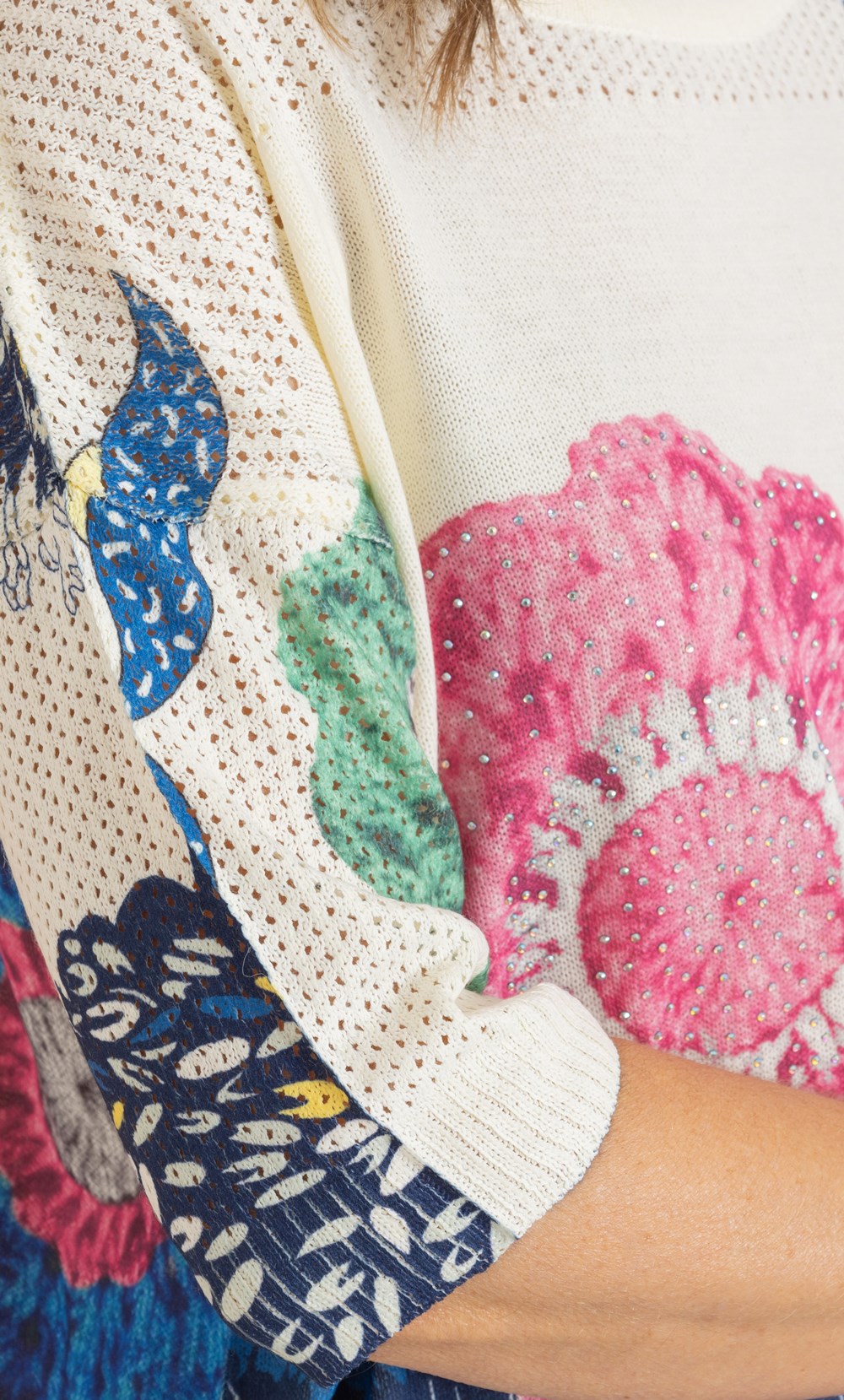 Anna Rose Embellished Printed Knit Top