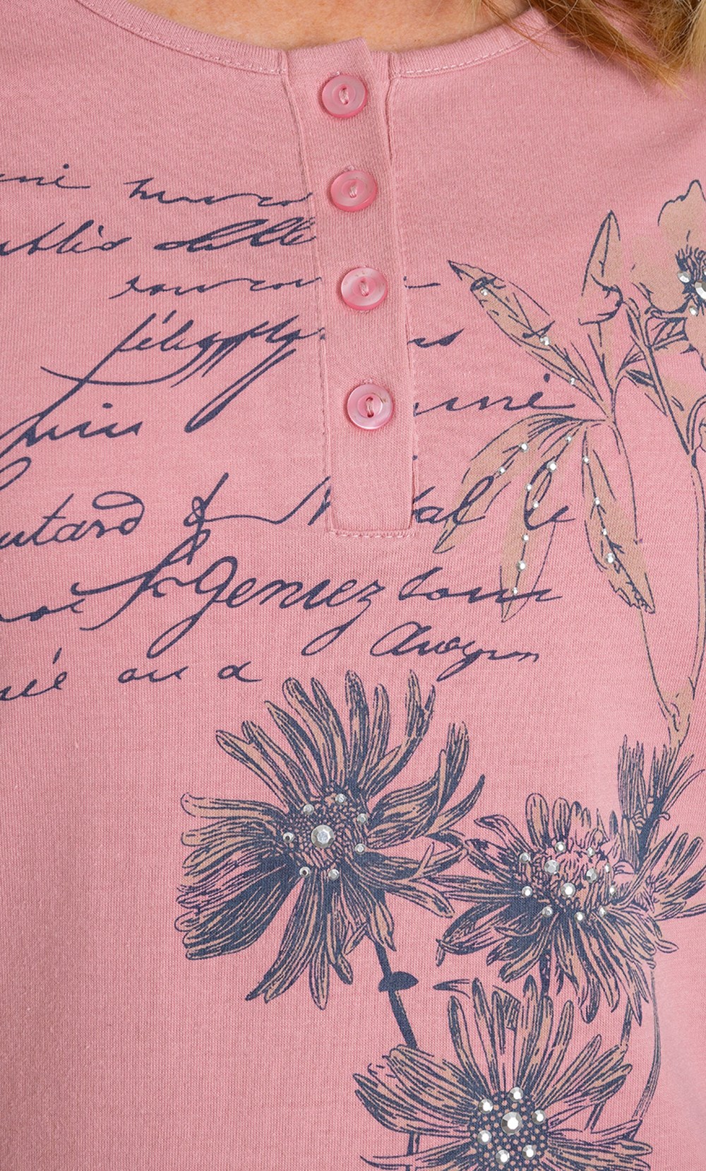 Anna Rose Embellished Garden Print Top