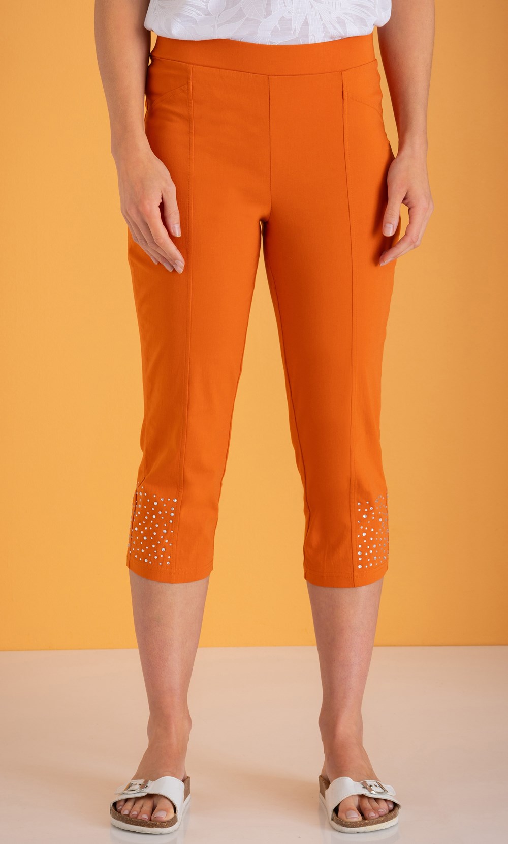 Embellished Pull On Cropped Trousers