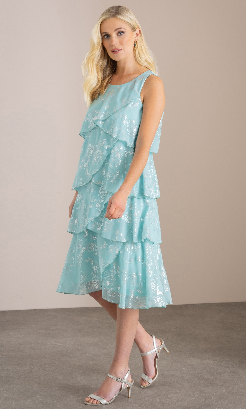 Shimmer Print Layered Dress