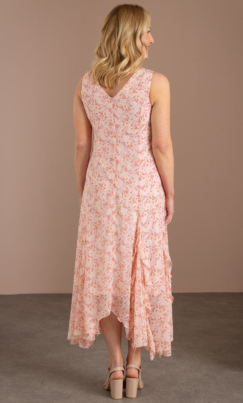 Anna Rose Dip Hem Printed Midi Dress