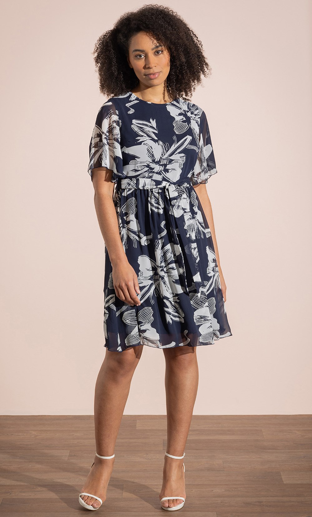 Textured Floral Print Dress