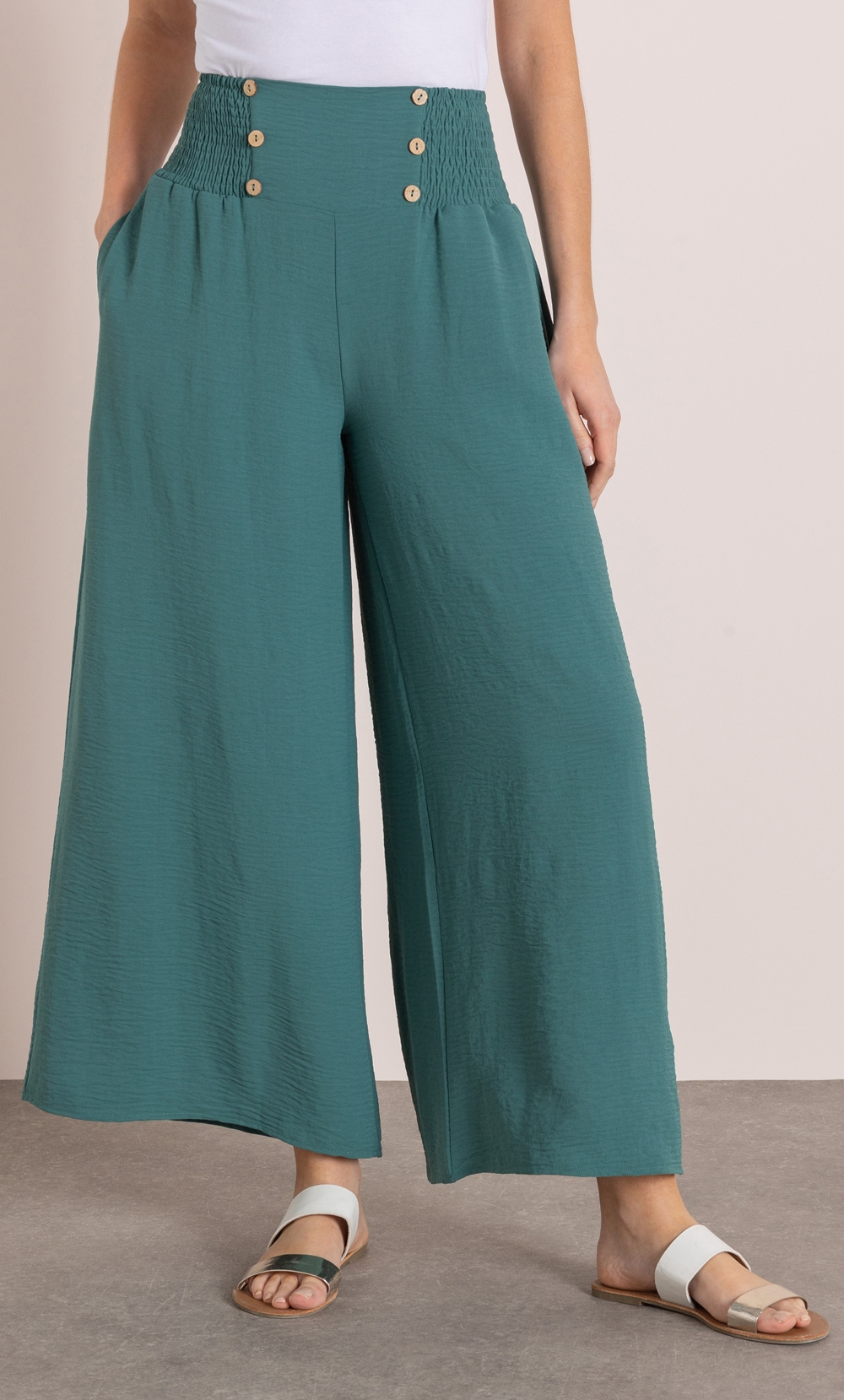 Pull On Wide Leg Trousers