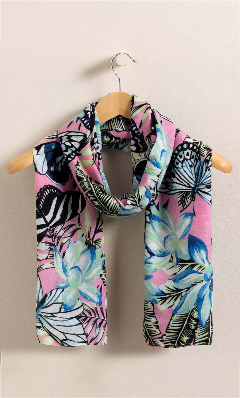 Butterfly And Floral Print Scarf