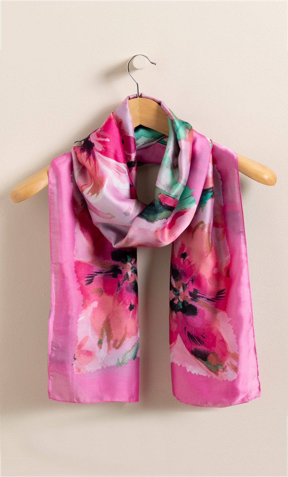 Klass Abstract Floral Print Silk Like Scarf Pink Multi Women’s