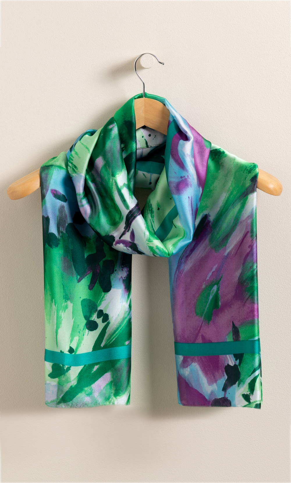 Abstract Floral Print Silk Like Scarf