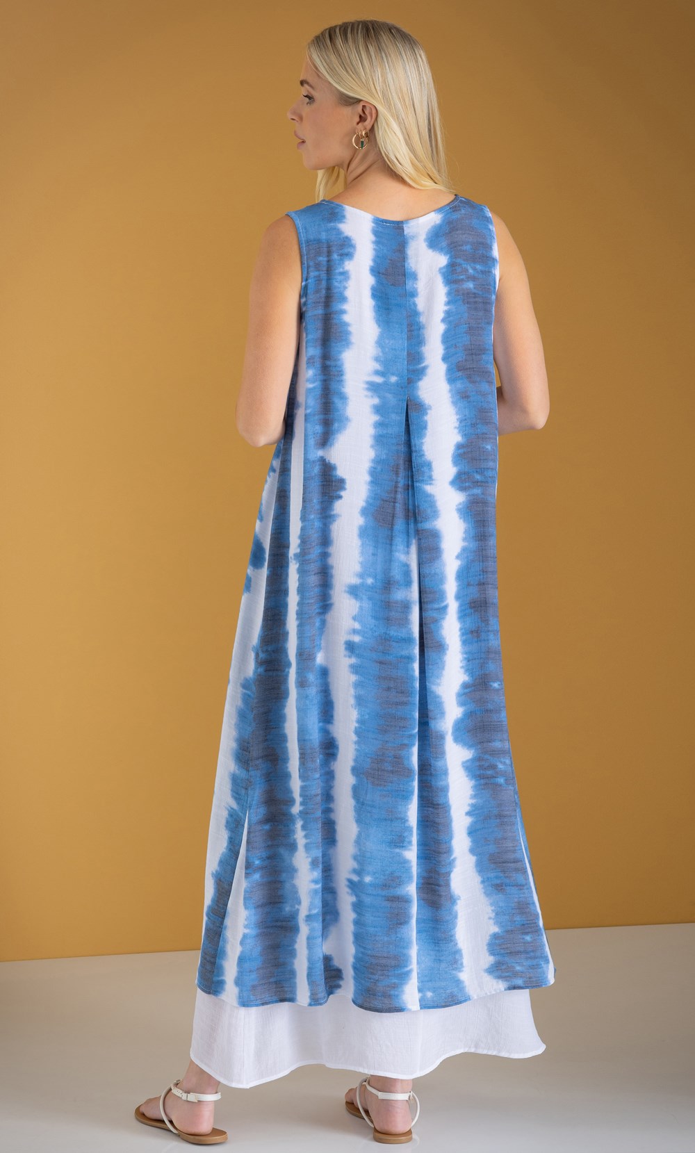 Printed Sleeveless Layered Maxi Dress