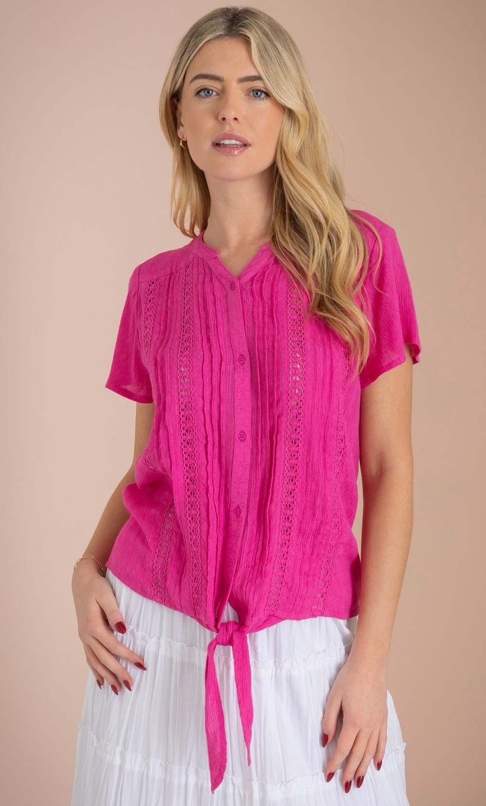 Tie Front Short Sleeve Blouse